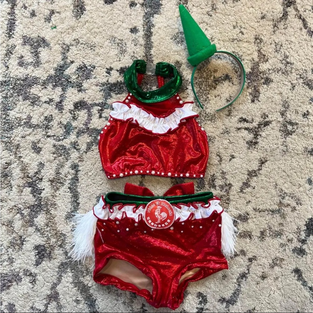 Custom Two Piece Red Dance Costume